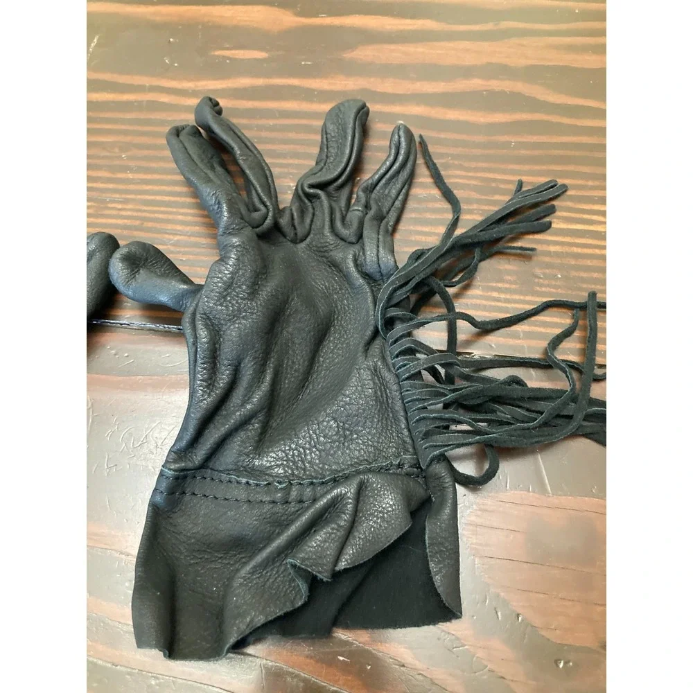 Geier Glove Co Black Gloves Size XS - Made in USA - Fringes - Leather